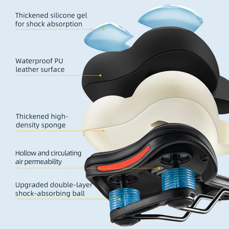 ROCKBROS MTB Bike Bicycle Saddle Rail Hollow Breathable Absorption Rainproof Soft Comfortable Sponge Casual Road Cycling Seat bicycle saddle