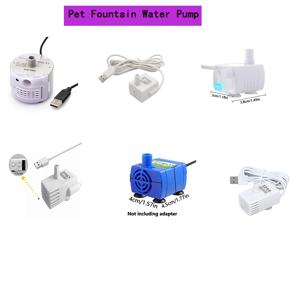 Cat Water Fountain Pet Water Pump Replacement for Cat Drinking Dispenser Pet Accessories Ultra-Quiet USB No Plug Pump