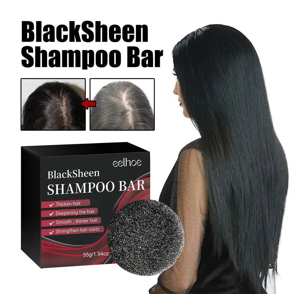 55g Hair Darkening Shampoo Solid Black Shampoo Restore Hair Color Anti Hair Loss Deeply Clean Soap Promote Strong  оттеночный шампунь color shampoo got2b серебристый металлик 150 мл