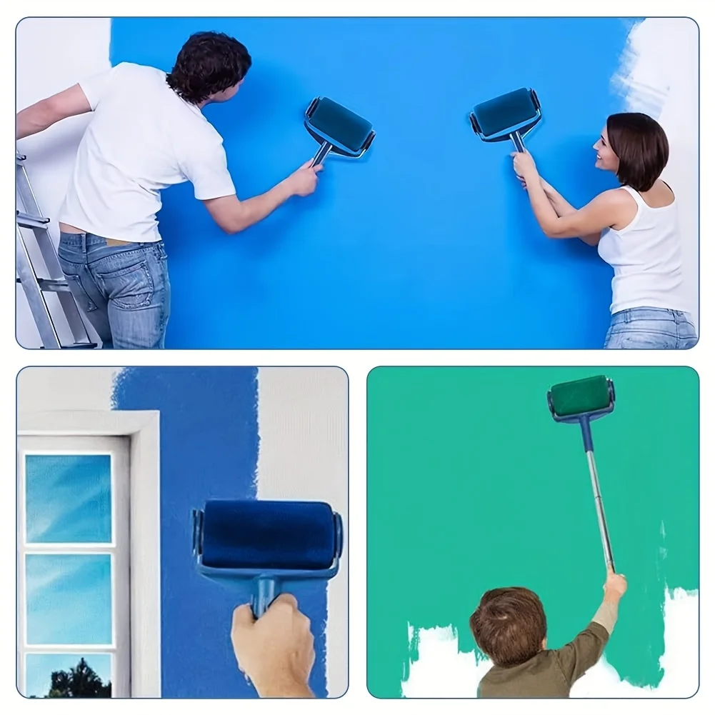 1pc Multi-Surface Paint Roller,Adjustable Telescoping Handle, Ergonomic Grip & Washable Fabric Sleeve,Seamless Transition