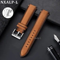 Vintage Cowhide Leather Quick Release Watch Strap - Business Style Bracelet - 22mm (Light Brown - Black)