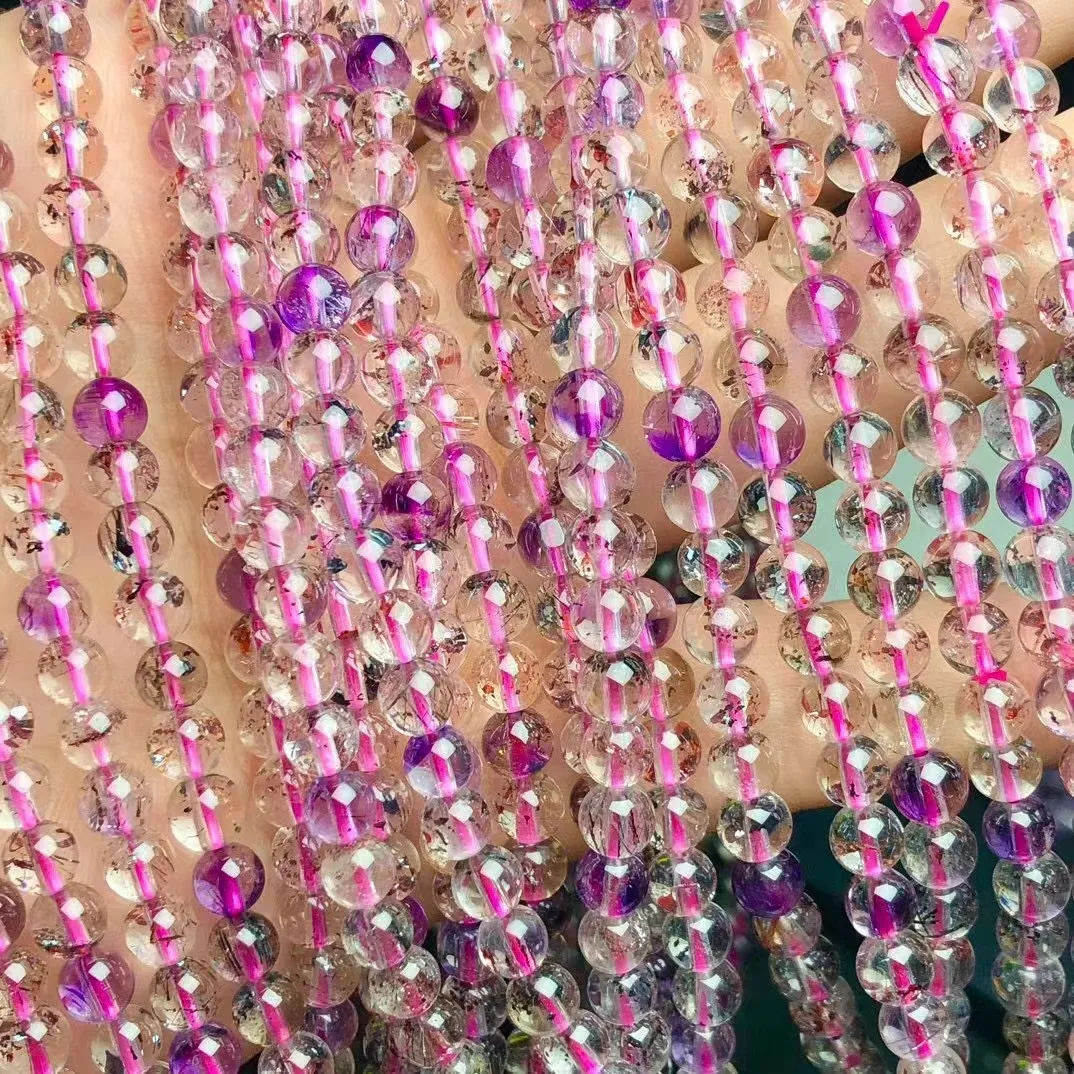 

5mm Good Quality Natural Super Seven Quartz Crystal Healing Multi Loop Bead Bracelet Fashion Jewelry Gift