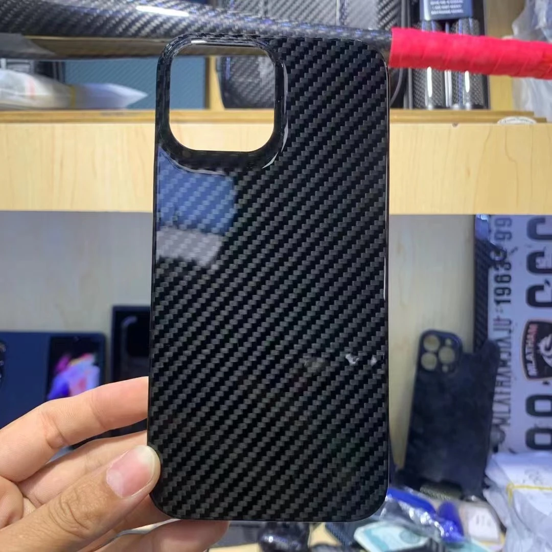 Pure Real Carbon Fiber Phone Case For iPhone 13 Pro Max Glossy Aramid fiber Ultra-thin iphone 13 Mini Protect phone lens Cover