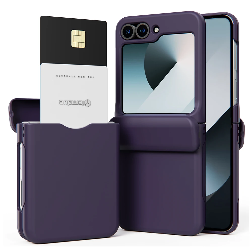 Shockproof Full Protection Wallet Card Holder Phone Case - Solid Color Clear Hard Folding Cover