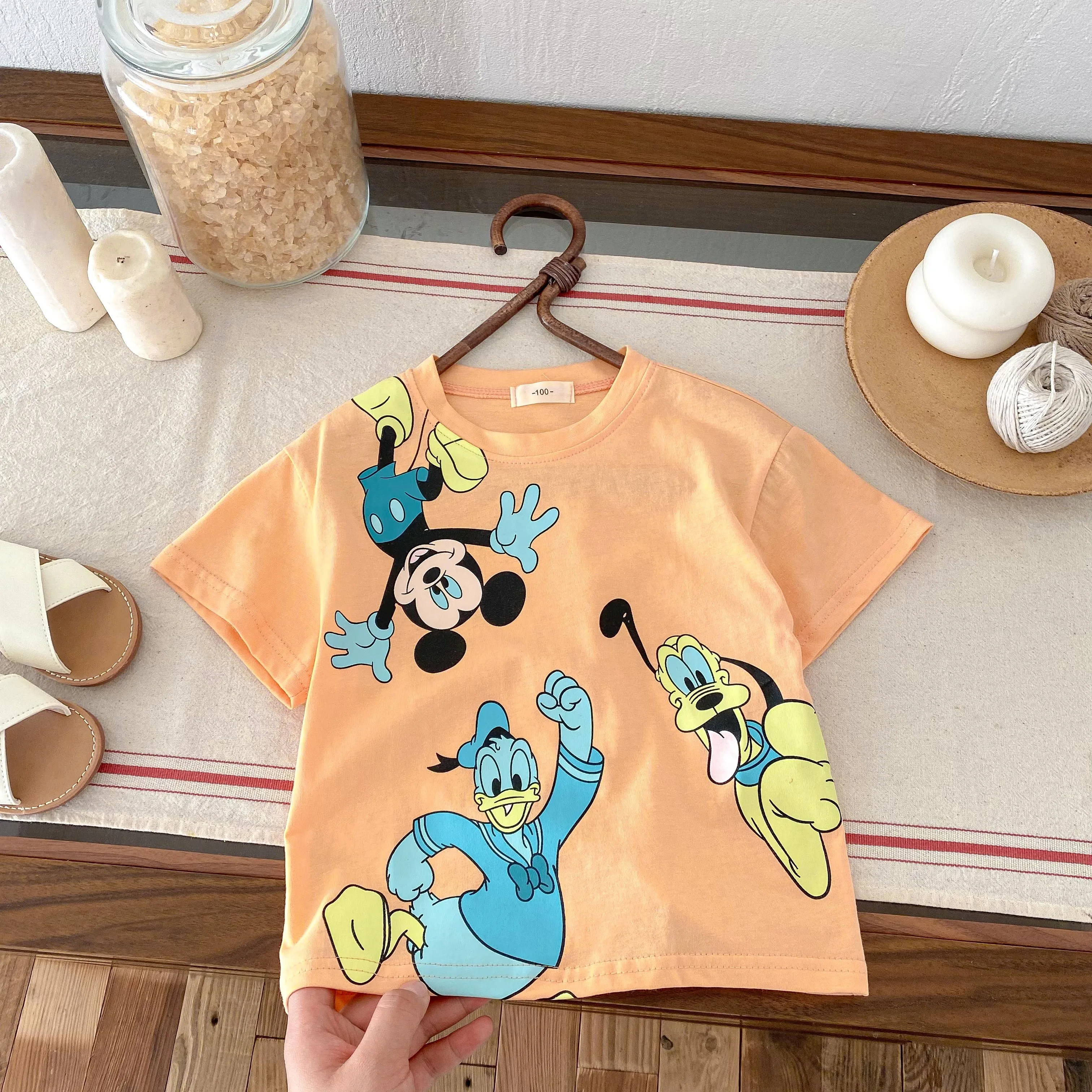 Mickey Mouse Cartoon Boy's T-shirt Short Sleeved Top Round Neck T-shirt For Children Aged 1-7 Summer Kids Cloths Girls' T-shirt 2