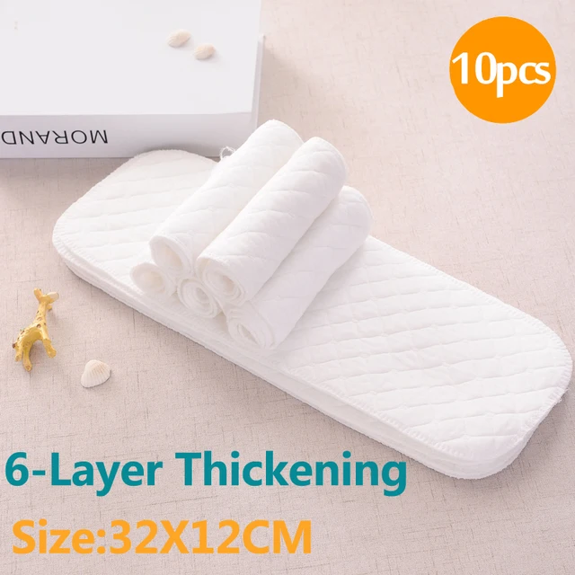 10PCS Baby Reusable Diaper Washable Ecological Diapers 6-layer Cloth Nappies for Children Breathable Absorbent Cotton Thickening New 6-Layer