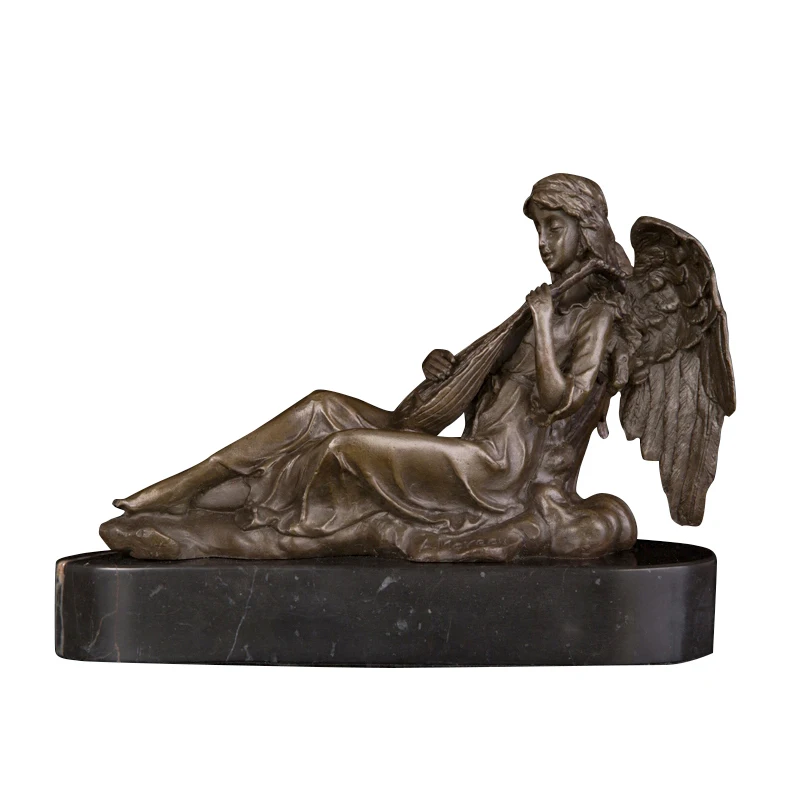 

WPA-109 Bronze Art Decor Bronze Music Angle Playing Statue Figurines For Home Living Room Decoration