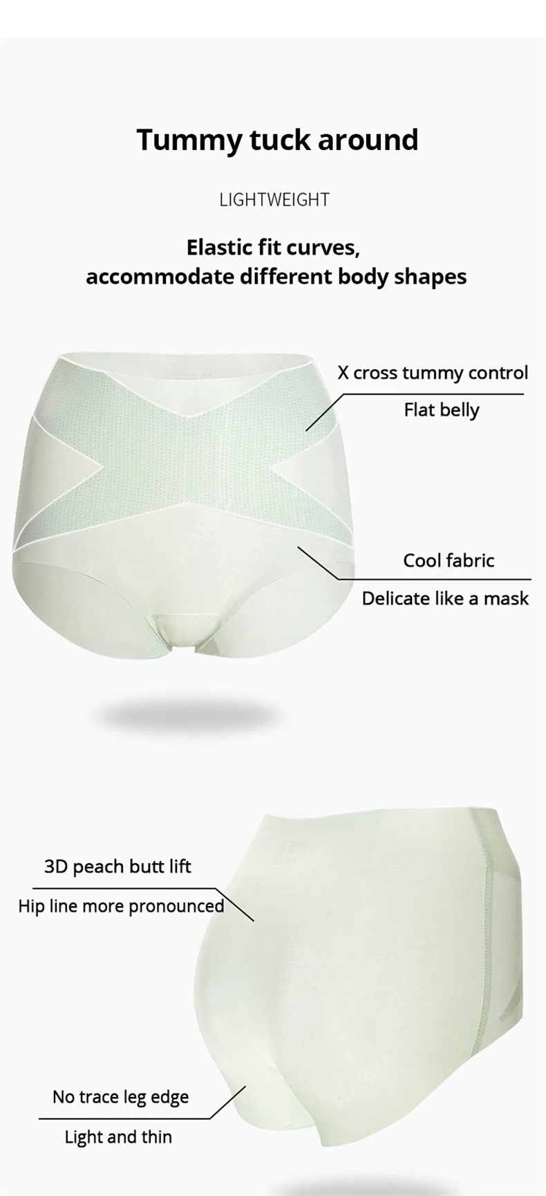 Flarixa 3PCS Seamless High Waist Panties for Women Ultra Thin Ice Silk Panties Comfort Briefs Antibacterial Underwear Underpants