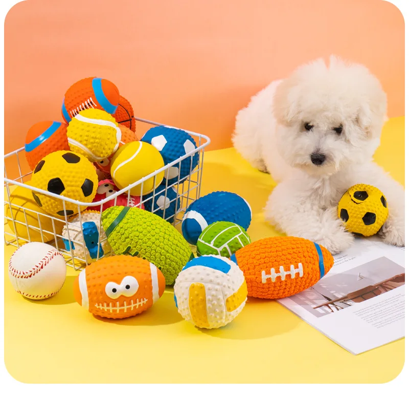 Jouets en Latex pour Chiens - Ballons Rugby, Football, Baseball