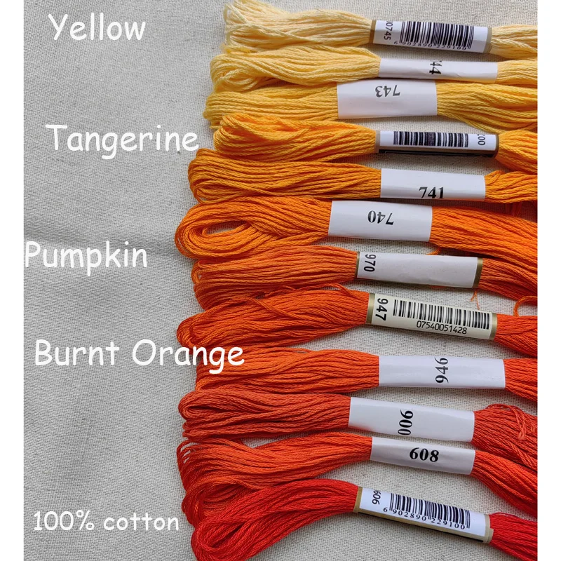 Cross-Stitch-Embroidery-Cotton-Thread-Yarn-Pumpkin-Orange-Apricot-970 ...