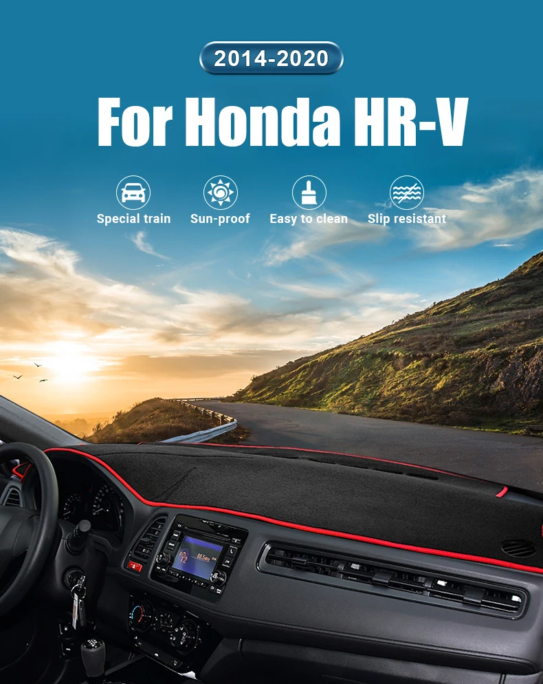 Zubehör für Honda HR-V Vezel 2014 2015 2016 2017 2018 2019 2020 HRV HR V Auto-Armaturenbrett-Abdeckung, vermeiden Sie Lichtpolster, rutschfester Teppich – Detail 1