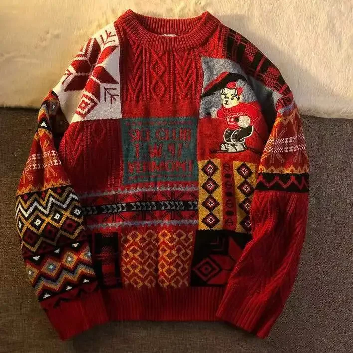thumbnail image 1 of Suéter de jacquard con diseño de árbol de Navidad para mujer, moda Y2K, otoño e invierno de 2024, informal, para parejas, Joker, cálido, 1 of 5