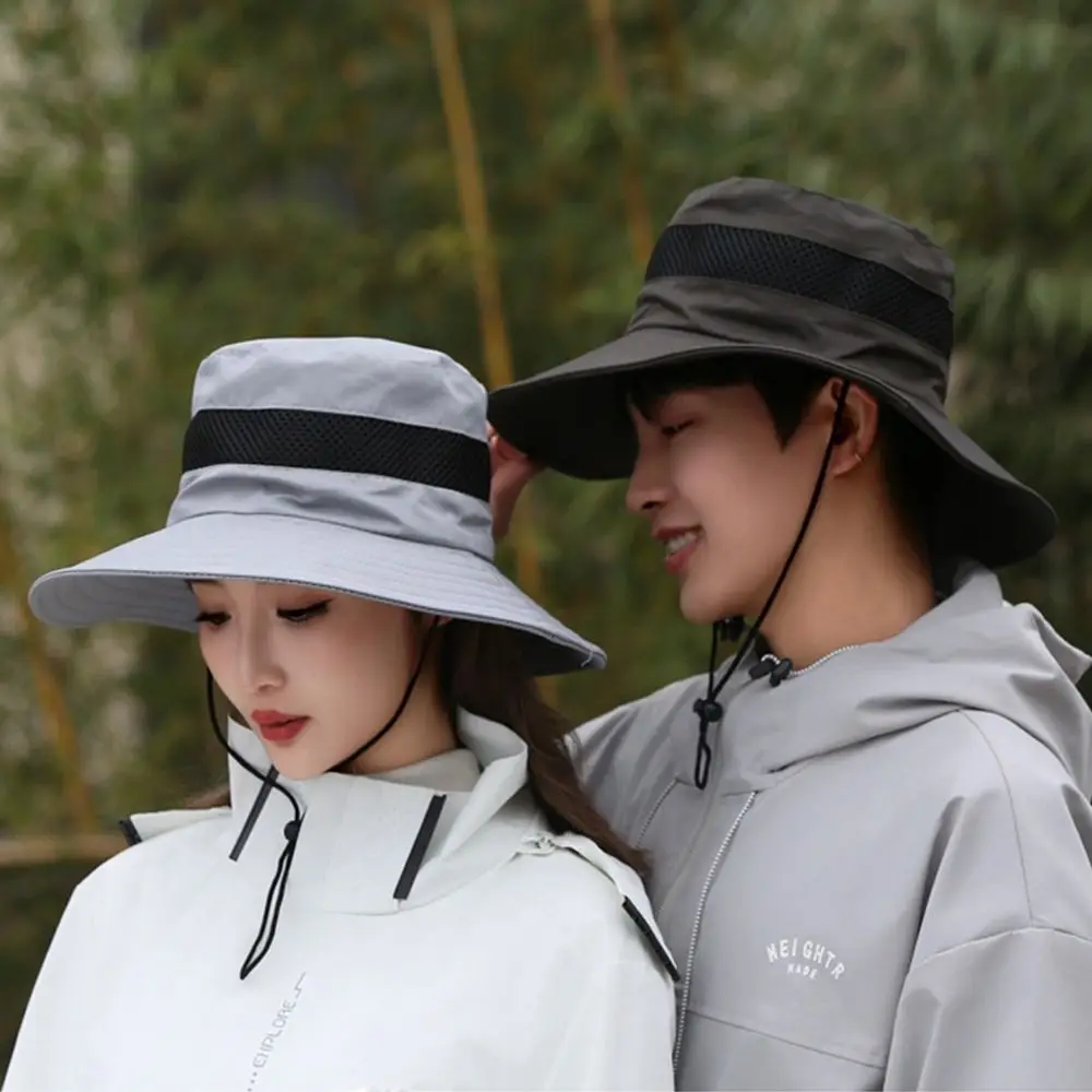 

Breathable Bucket Hat Summer Anti-UV Wide Brim Panama Hat Portable Outdoor Fishing Cap Men Women