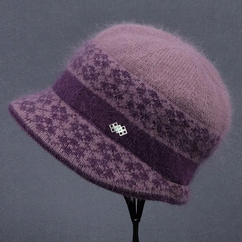 Women Winter Warm Rabbit Fur Blended Hat Knitted Hat for Mom Rabbit Fur Beanie Hat Lady Cap Fall hat Female Cap
