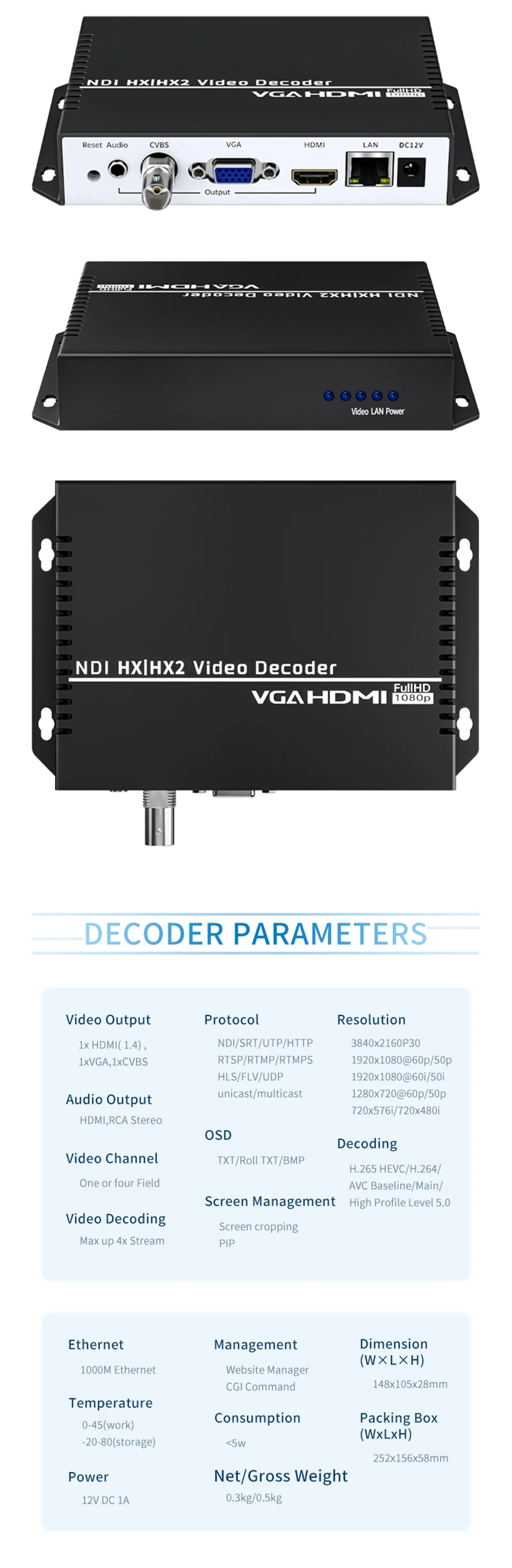 4K UHD RTSP RTMP SRT UDP H.265 H.264 Muti-Viewer VGA HDMI Output Repleace Topbo