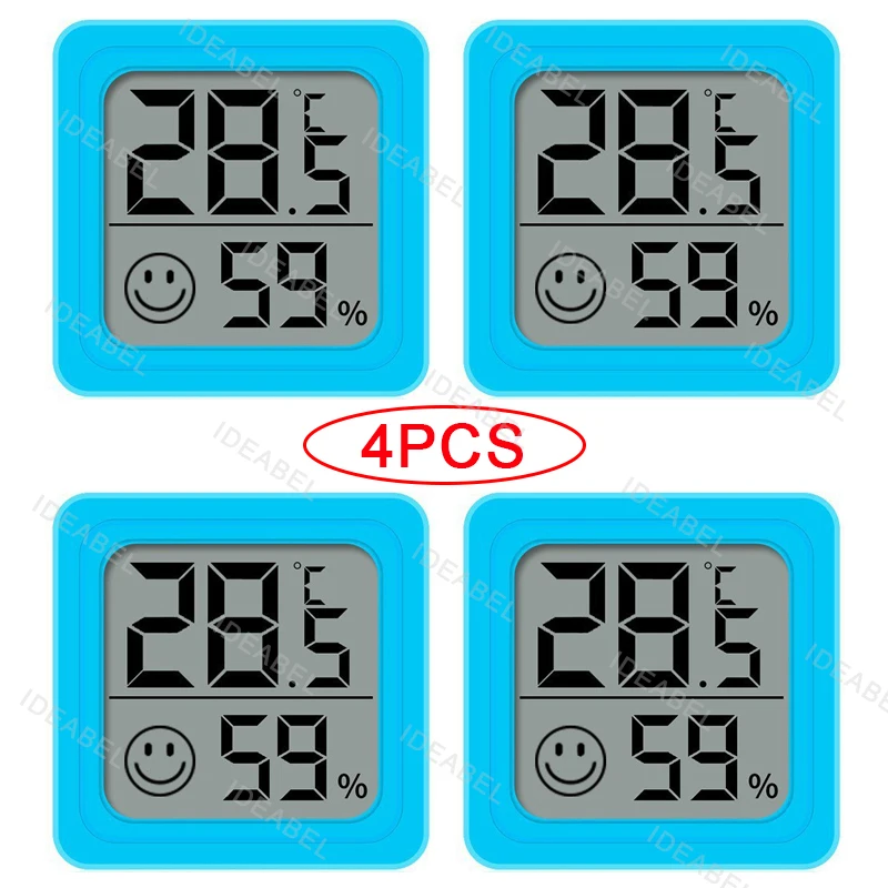 4pcs Mini Digital Indoor/Outdoor Temperature and Humidity Monitor with LCD Display