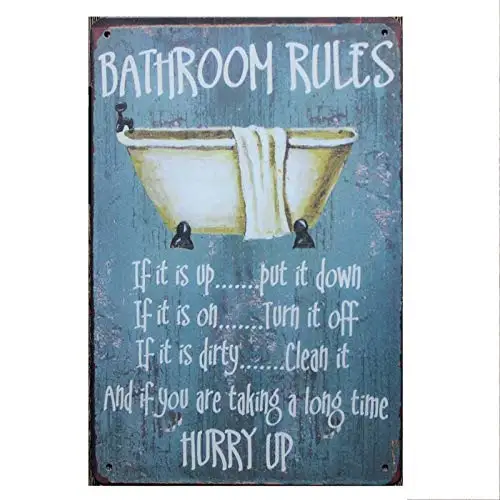 

metal tin sign Bathroom Rules menu Bar Cafe Garage Wall Decor Retro Vintage 7.87 X 11.8 inch