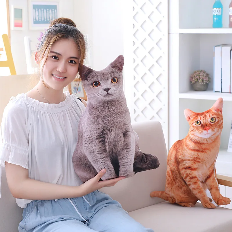 Cute Simulation Cat Plush Doll Pillow 3D Three-dimensional Cat Sleeping Pillow Sofa Cushion Nap Pillow 3