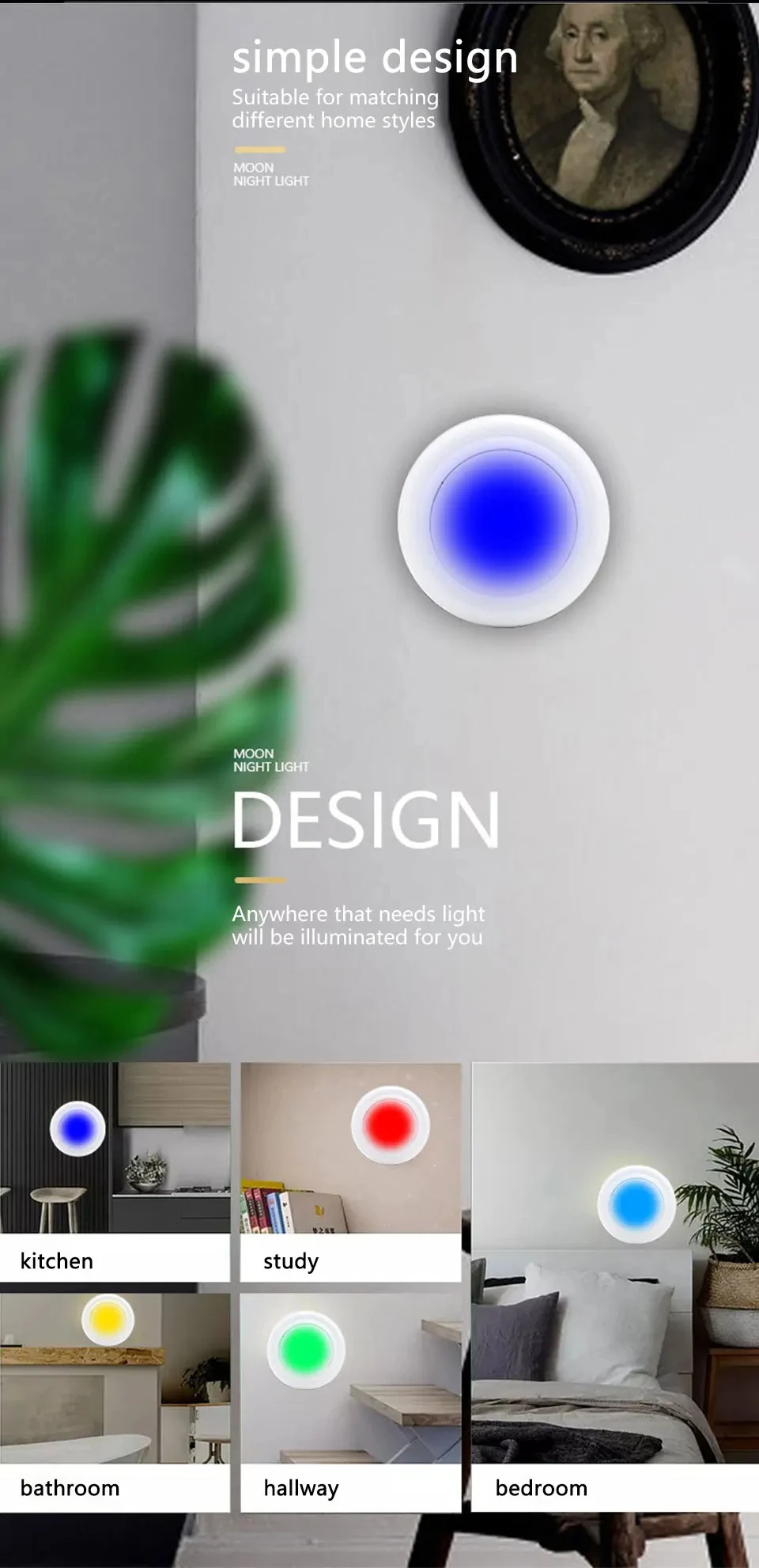 Description Picture 3 of itemLED Under Cabinet Light with Remote Control Wireless RGB Color Changeable Night Lamp for Kitchen Bedroom Wardrobe Closet Counter