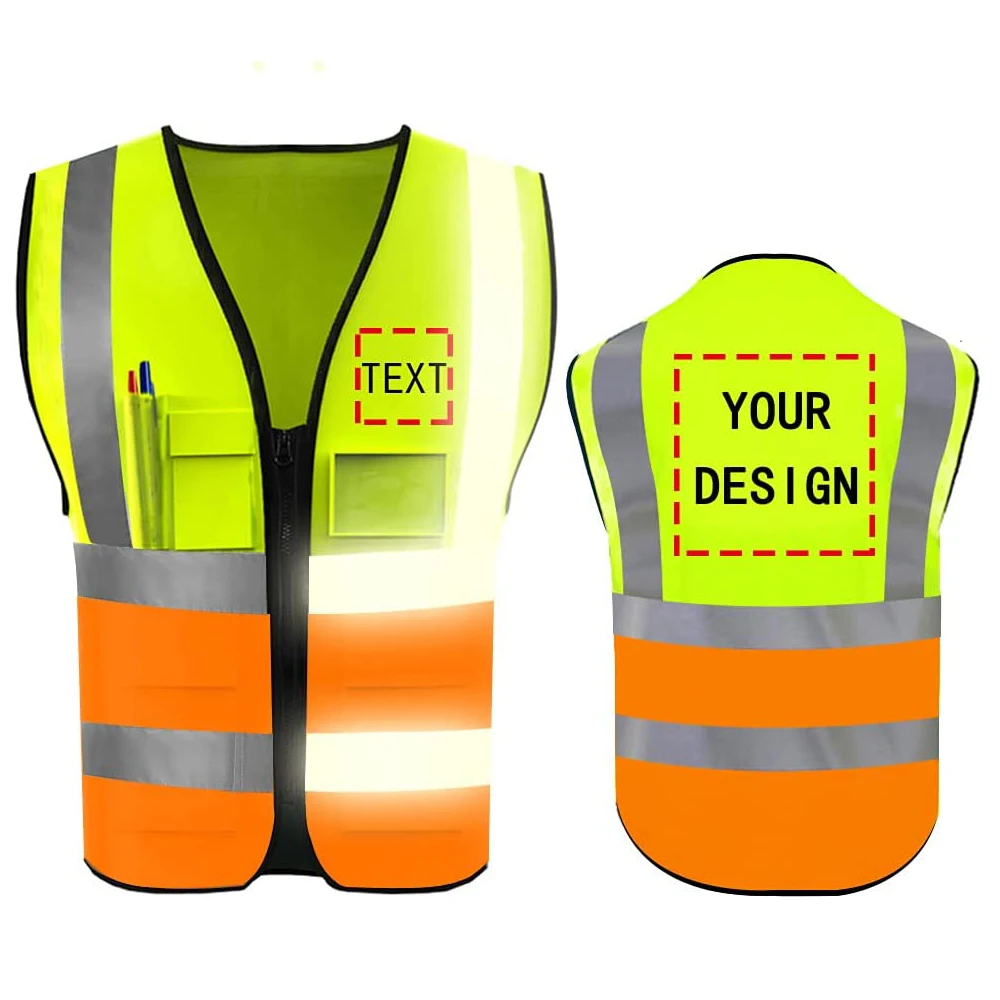 

High Visibility Safety Vest with Reflective Strips For Engineer Custom Your Logo Hi Vis 5 Pockets Outdoor Work Vest For Men