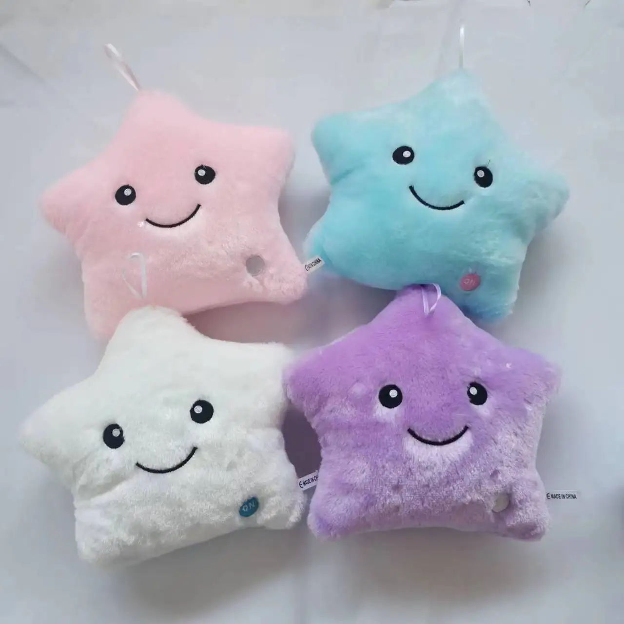 20cm Kawaii Luminous Star Pillow Plush Toy Soft Glowing Colorful Stars Cushion Led Light Toys Creative Gift Home Decor 6