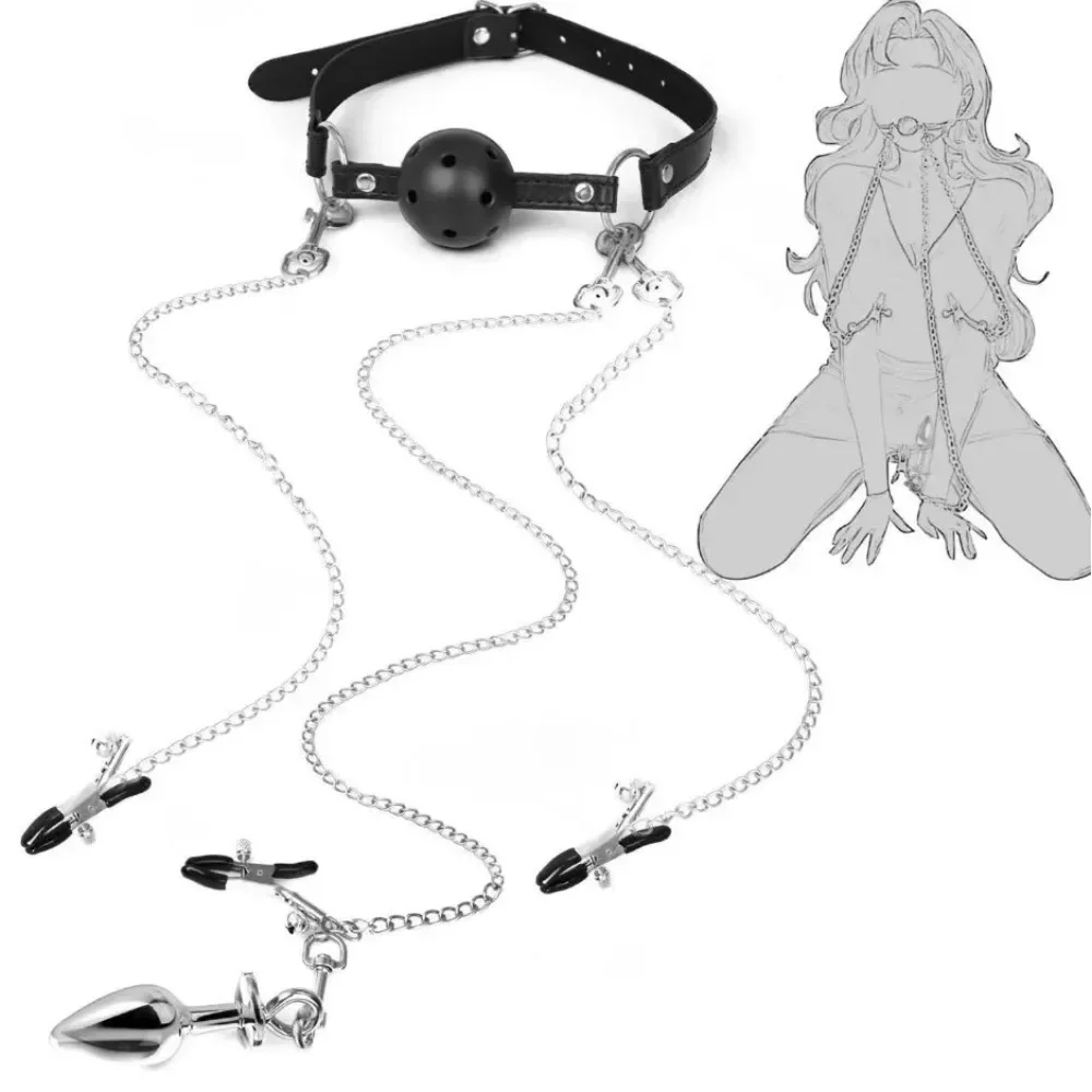 Metal Nipple Clamp With Sexy Chain For Women Fetish To Breast Labia Clip Anal Stimulation Massager BDSM Bondage Kit Sex Products 1