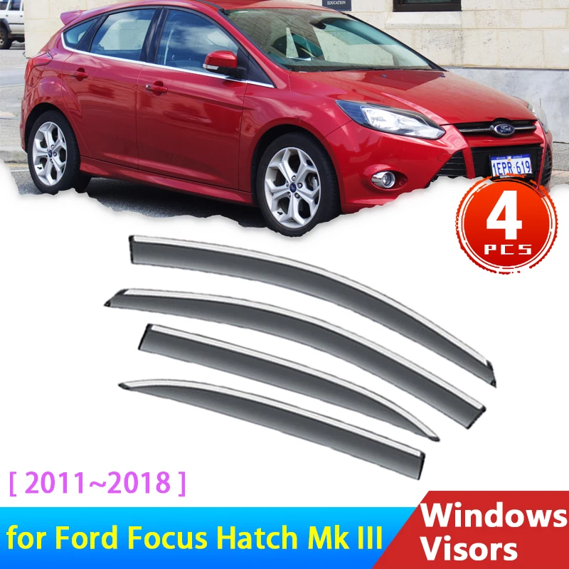 Déflecteurs D’air Pour Vitres Latéraux Ford Focus 3 (2012-2018) – Noir Acrylique, Protection Pluie/soleil/vent
