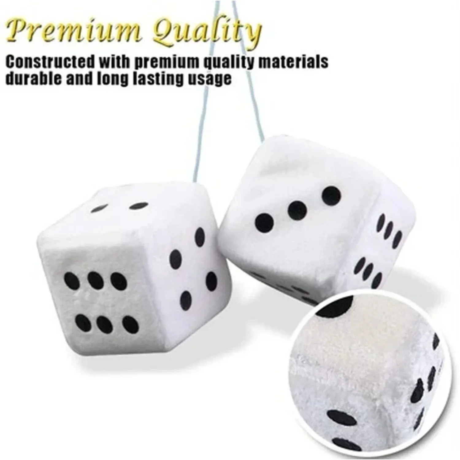 2 PCS Auto Fuzzy Dice Dots Rear View Mirror Hanger Car Decoration Accessories