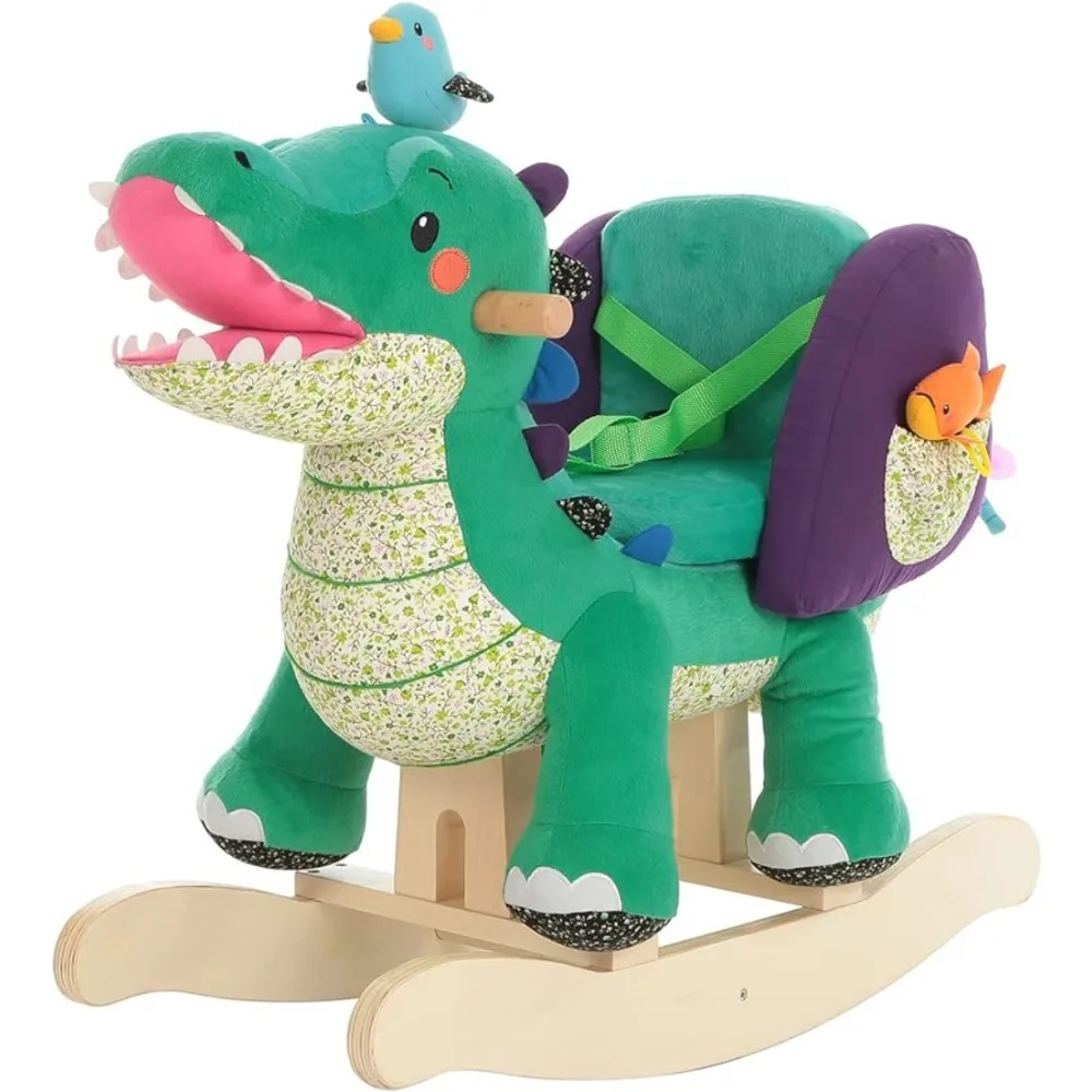 

Child Rocking Horse,Stuffed Animal Rocker, Green Crocodile Plush Rocker for Kid 6 Month -3 Years, Wooden Rocking Horse Chair