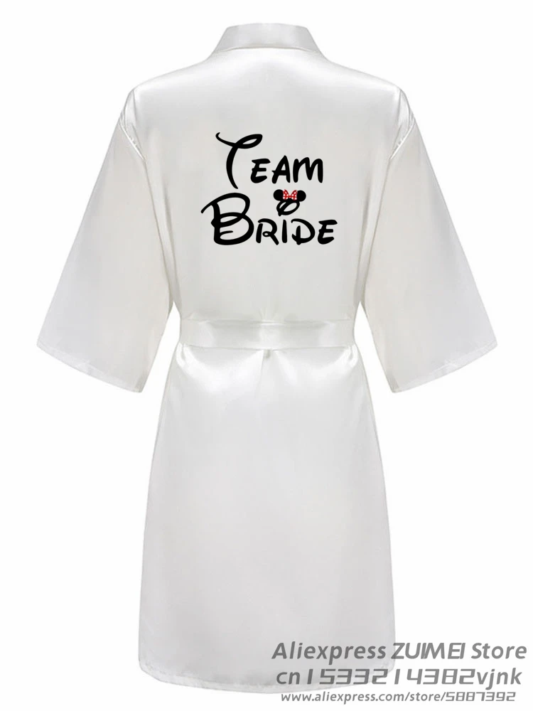 Wedding Party Team Bride Funny Women Wedding Dressing Gown Bathobe Bridal Party black letters Robes Bridesmaid Robes gift bride robes