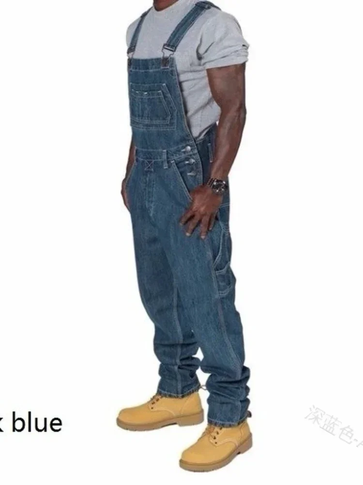 Mens Jeans 2023 Overalls Men Pockets Casual Loose Long Denim Pants Slim Splice Straight Rompers Autumn Plus Size Long Jeans Men images - 6