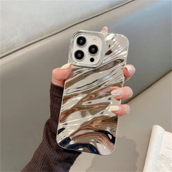 Luxury Plating 3D Wave Pattern Glossy Solid Color Bumper Phone Case Cover - iPhone 11 (Plating Silver)