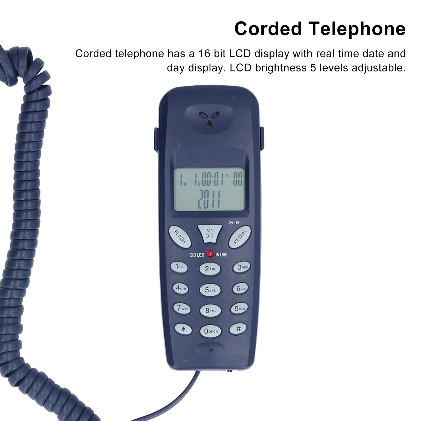 Corded Landline Corded Phone Corded Phone FSK DTMF 12 Bit LCD Display Wired Telephone with Redial Pause Function for Home