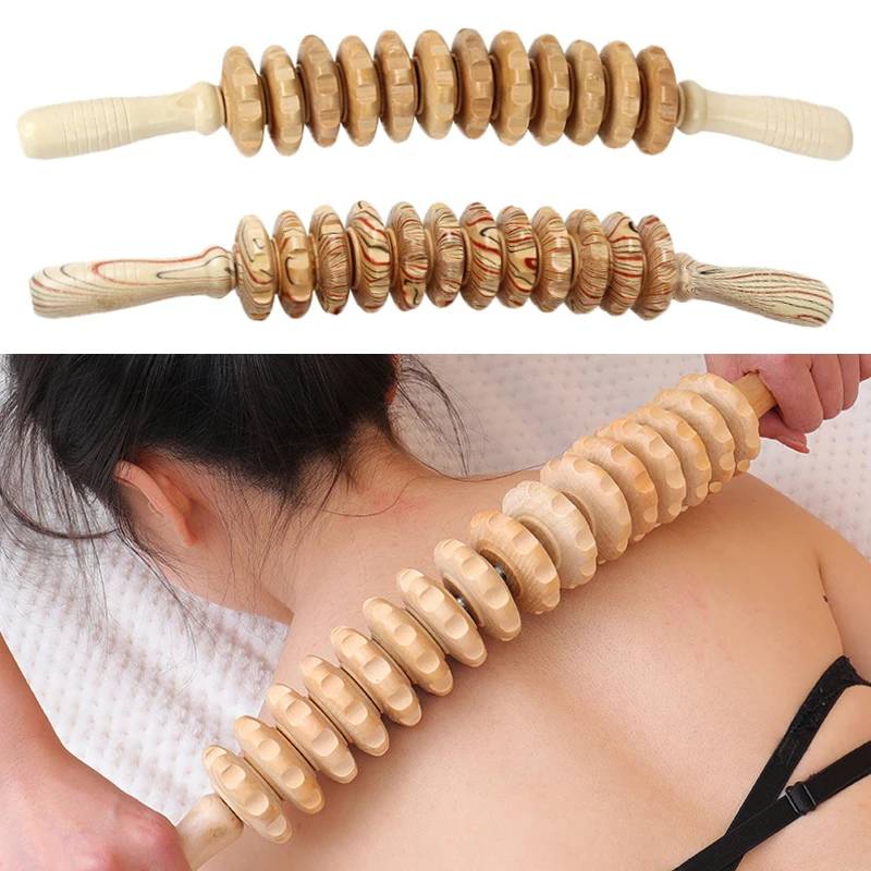 Wood Therapy Roller Massage Tool Handheld Cellulite Trigger Point Stick