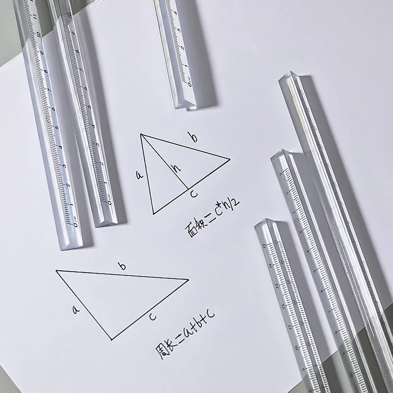 Transparent Triangular Straight Ruler - Cute Stationery Drawing Tool