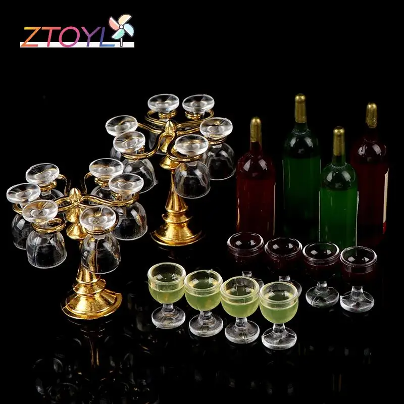 

13pcs/set Wine Drink Bottles, Goblets, Beer Cups,Wine Bottles Cup Holder Dollhouse Miniature Pub Shop New 2019 Brand New