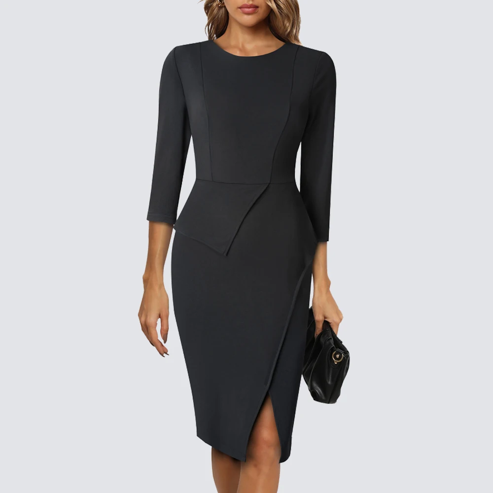 autumn-women-fashion-solid-color-dresses-work-office-elegant-bodycon-slim-dress-hb745