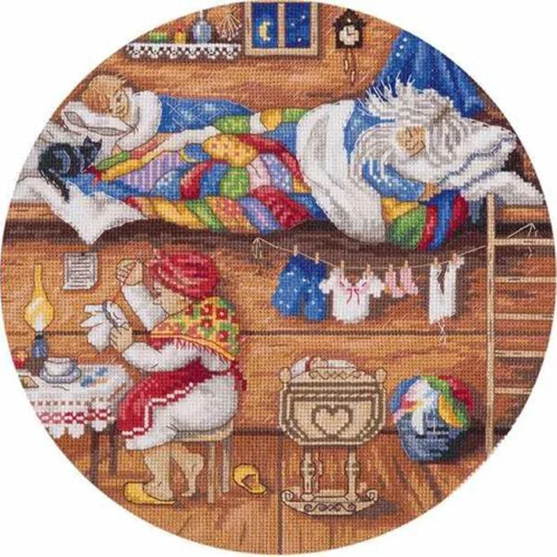 Amishop Top Quality Beautiful Lovely Conted Cross Stitch Kit Lovely Home Warm Family Sleeping Sewing Panna So-1838