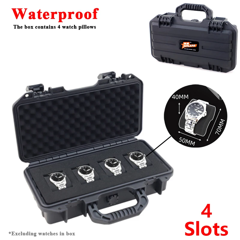 3/4Grid Waterproof Watch Storage Box Impact Resistant Case With Foam For Watches Safety Equipment Storage Case Portable Toolbox