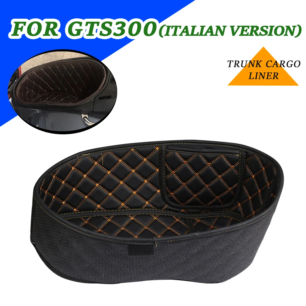 Motorcycle Accessories Rear Trunk Cargo Liner Protector Seat Bucket Pad Storage Box Mat Leather For Vespa GTS300 GTS 300 GTS