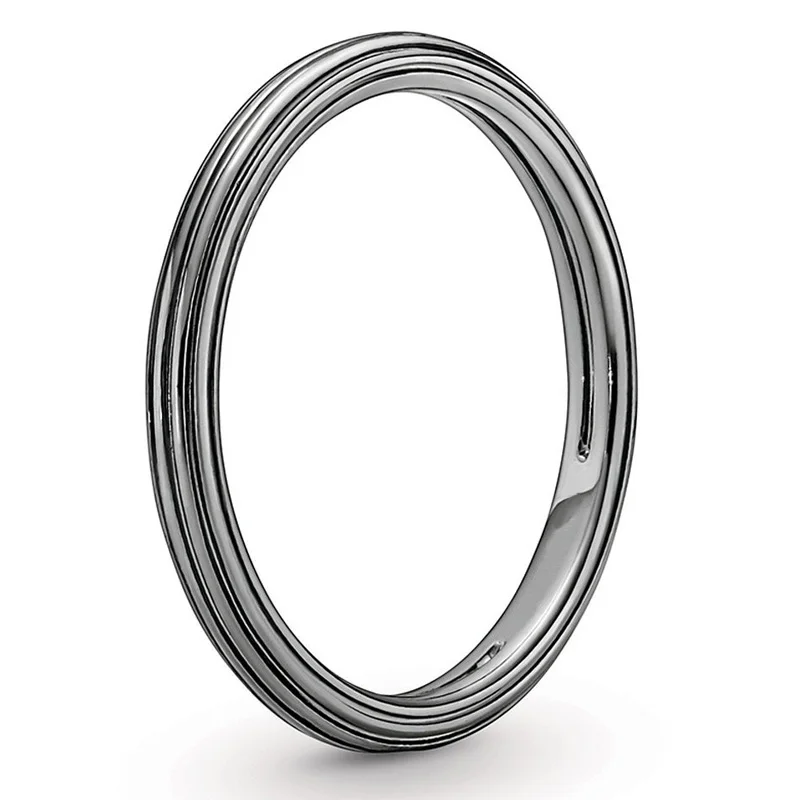 

New Black Grooved Me Styling Ring For Women 925 Sterling Ring Party Gift Europe Jewelry