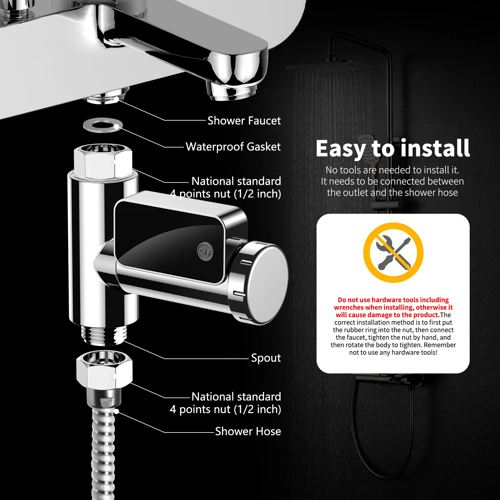 Led Digital Shower Thermometer Baby Bath Water Temperature Monitor 360