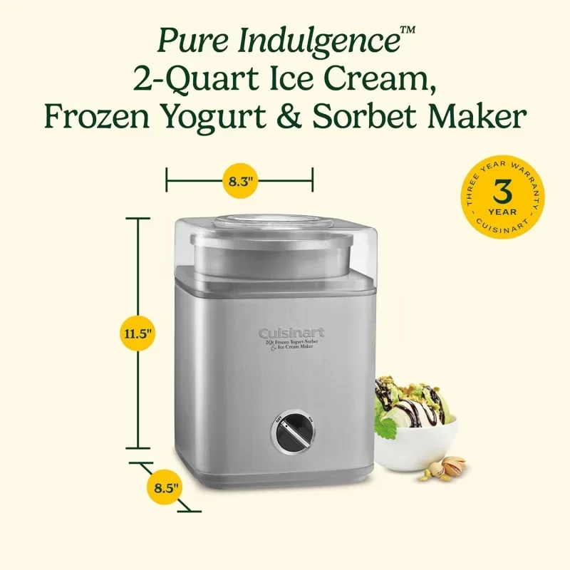 QWCuisinart Ice Cream Maker Machine,1.5 Quart Sorbet,Frozen Yogurt Maker,Double Insulated,White,ICE-21P1 6