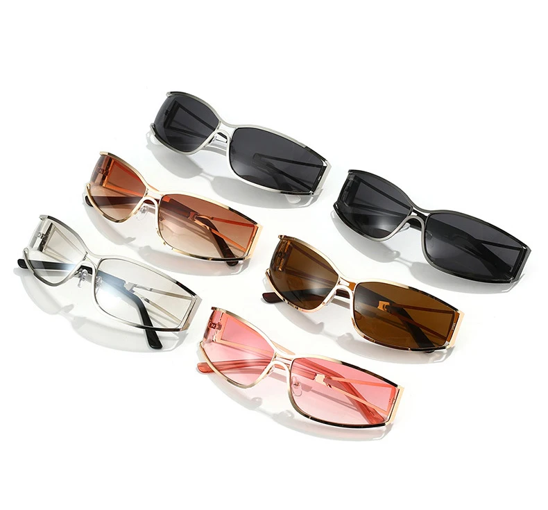 Neueste Hollow Out Y2K Sonnenbrille Damen Trendy Gradient 2000'S Wrap Around Sonnenbrille Marke Steampunk Shades Mirror Brillen – Detail 3