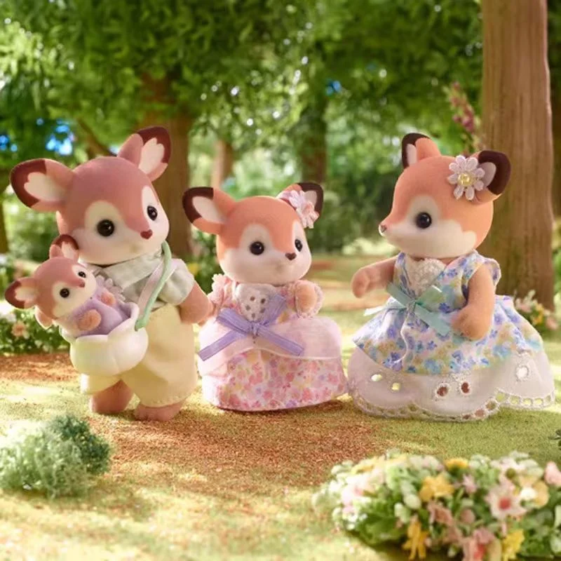 Sylvanian Families Anime Figure Deer Family Kawaii Doll Decoration Pendant Forest Families Room Ornaments Birthday Gift anime girl figures animal toy set cartoon toy