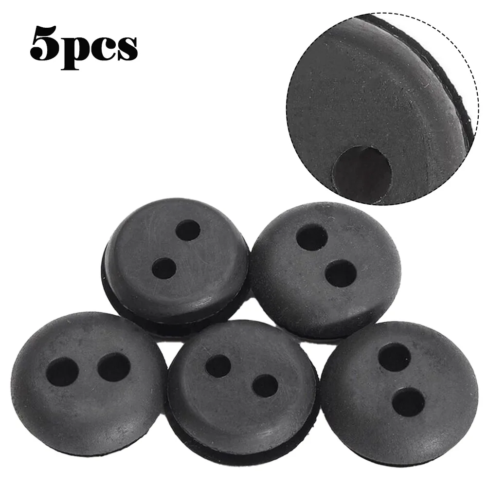 

5pcs 2-Hole Rubber Grommets Kit For Husqvarna Black Rubber Fuel Gas Tank Line Grommet For Home Trimmer Lawn Mower
