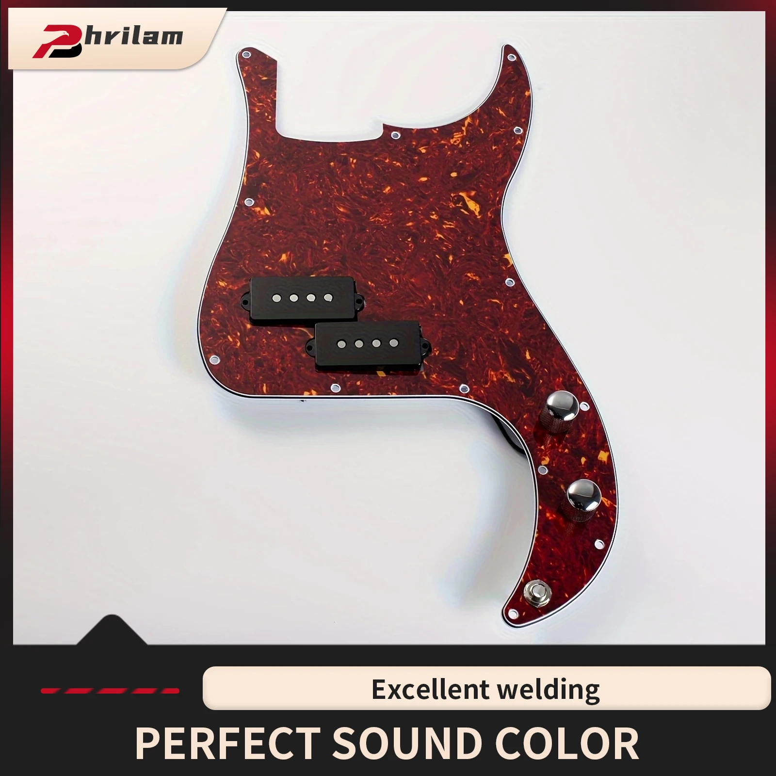 PHRILM Alnico 5 PB bass pickup guard pre wired kit, precision pickup board, with 2 for precision P bass Alnico 5 pickup