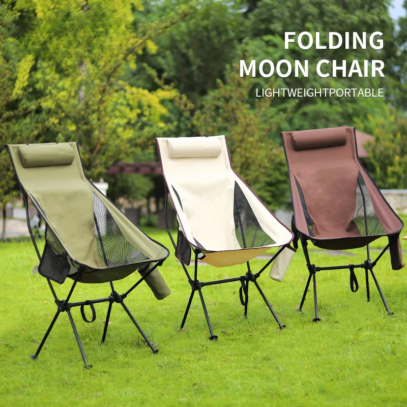

Outdoor folding chair portable beach art sketch camping fishing moon chair armrest small chair picnic super light.