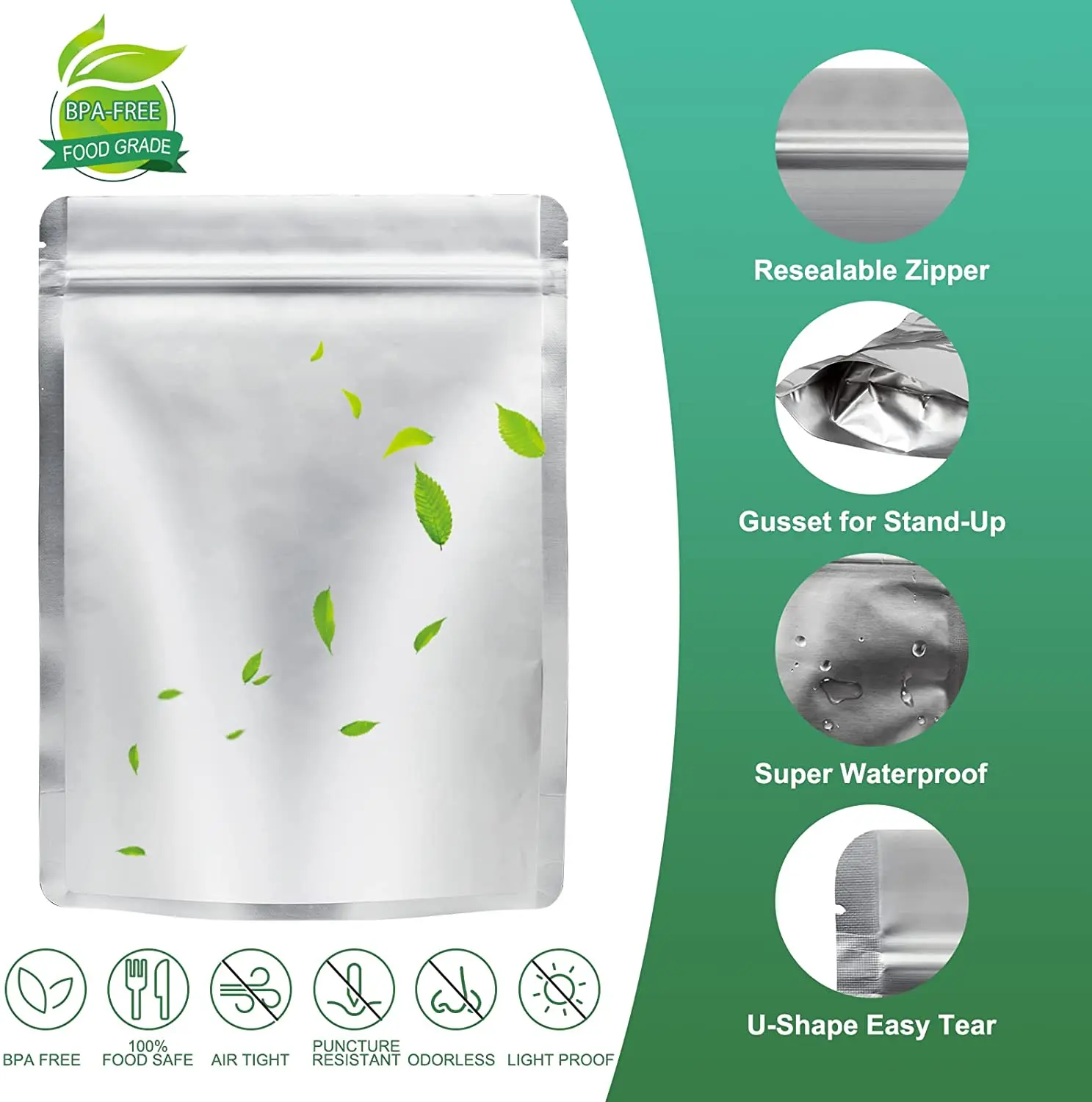 Quart 7 Mil Seal-Top Premium Gusset Mylar Bags and Oxygen