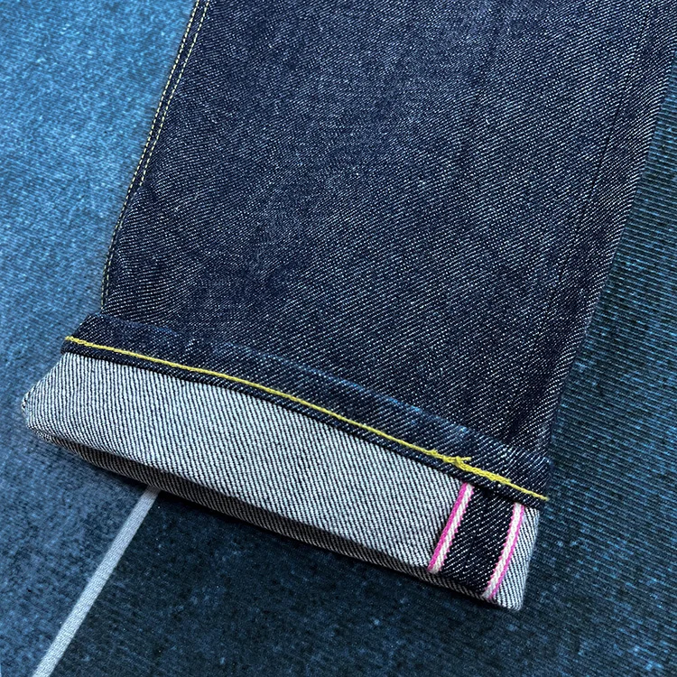 16oz 남성용 고품질 핑크 셀비지 데님 청바지 코튼 워시 바지 로우 블루 아메리칸 빈티지 하드 두꺼운 스트레이트 바지